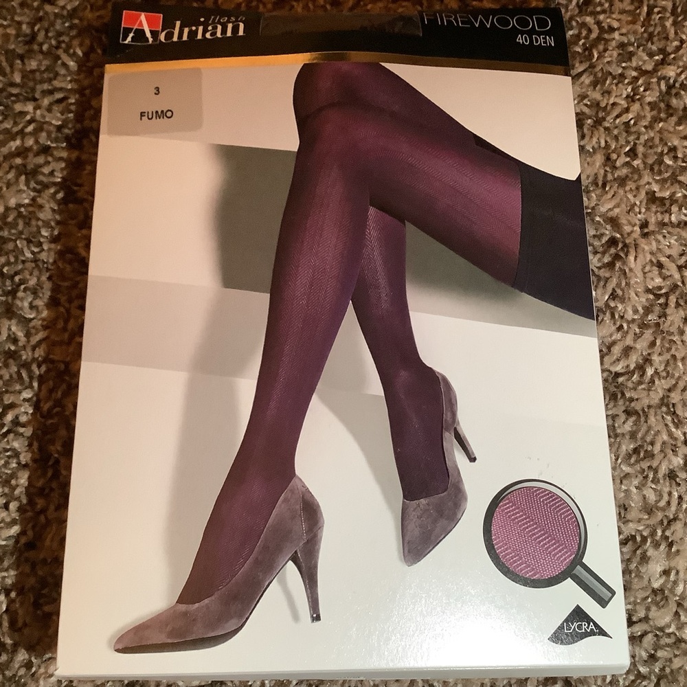 Adrian Ilash firewood patterned tights, 40 denier, fumo (gray), size: M